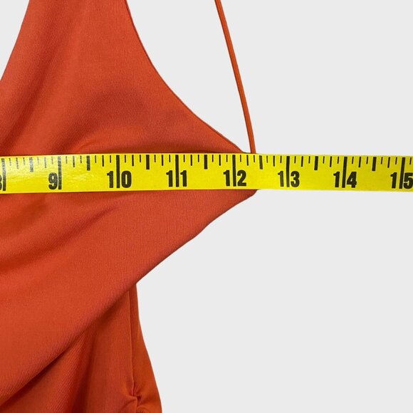 Princess Polly Ruched Bodycon Low-Back V-Neck Mini Dress Women's Size 2 Orange - Picture 11 of 12